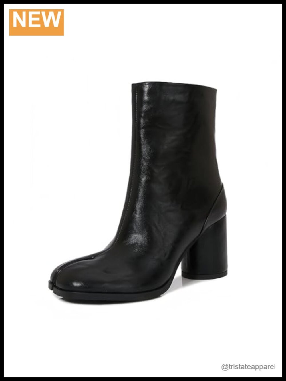Faux Leather Split Toe Ankle Boots Chunky Block Heel Booties Japanese Ninja